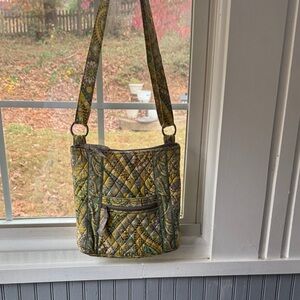 Vera Bradley Quilted Shoulder Bag - Green and Yellow Floral